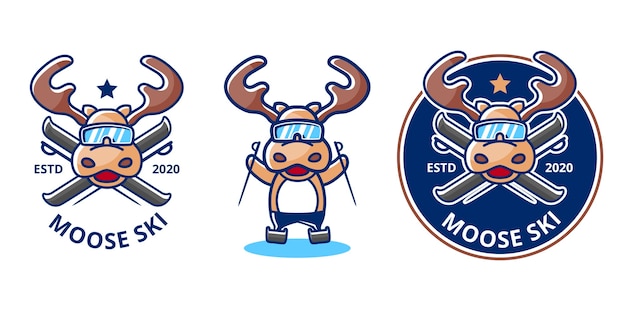 Logotipo do moose ski no inverno