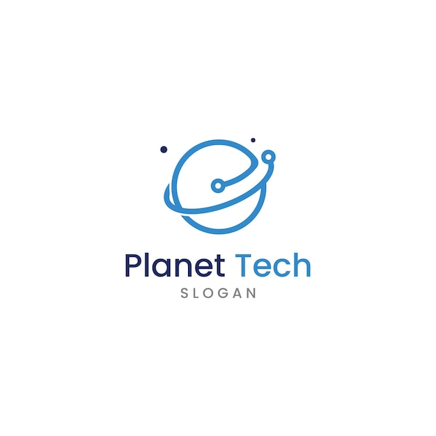 Logotipo do mundo de tecnologia digital moderno global ou planeta de tecnologia e logotipo de proteção de tecnologia digital com modelo de ilustração vetorial de conceito