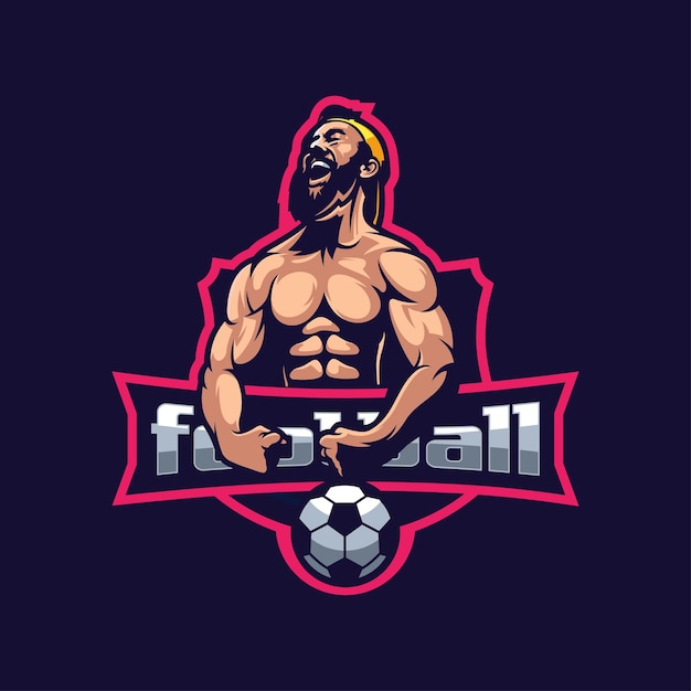 Logotipo do músculo barba com futebol