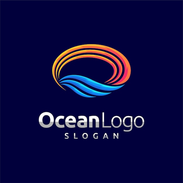 Logotipo do oceano com conceito oval