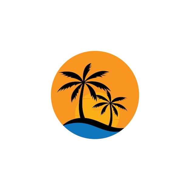 Logotipo do oceano da praia do sol e modelo vetorial