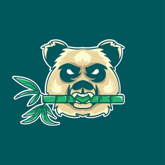 Logotipo do panda com sua comida de bambu