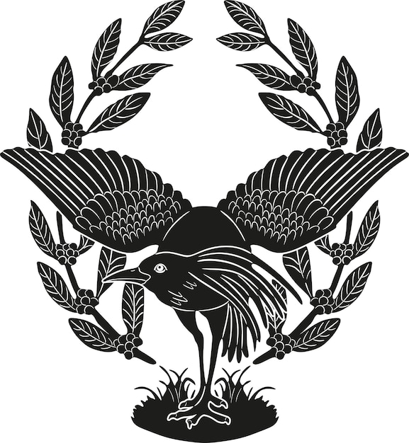 Vetor logotipo do pássaro com coleção artesanal de design vetorial de folhas