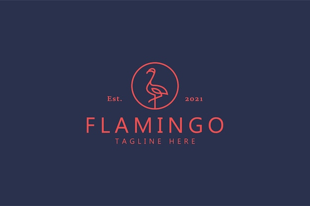 Logotipo do pássaro flamingo. identidade da marca criativa estilo monoline