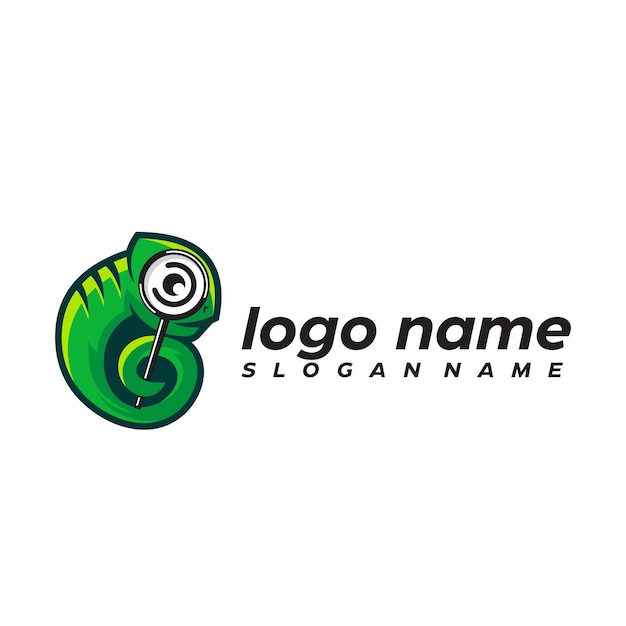 Vetor logotipo do personagem camaleão com cor verde