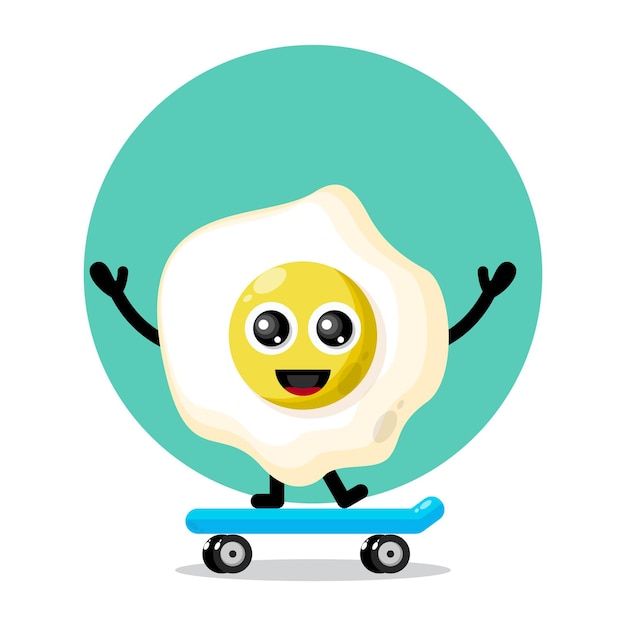 Vetor logotipo do personagem mascote do ovo de skate