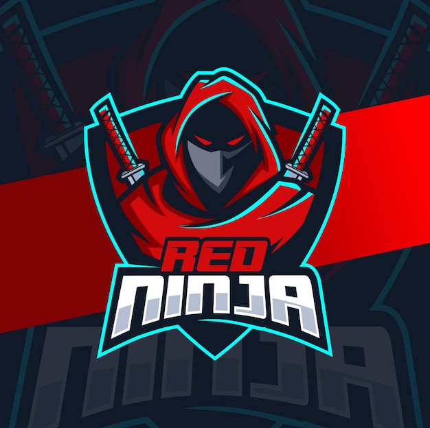 Logotipo do personagem mascote vermelho ninja esport para jogos e esportes