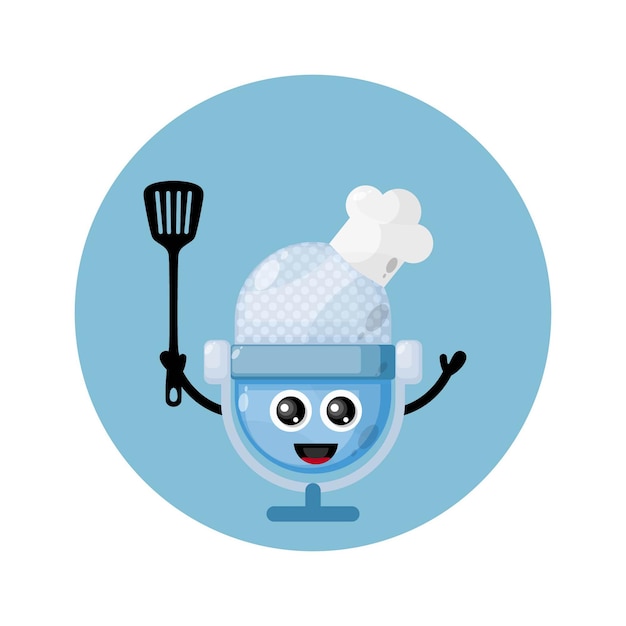 Logotipo do personagem mic chef mascote