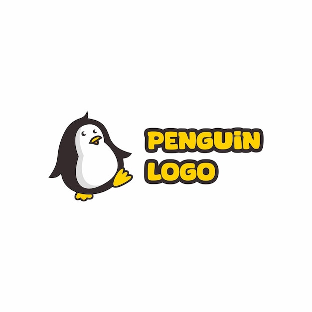 Vetor logotipo do pinguim preto e amarelo