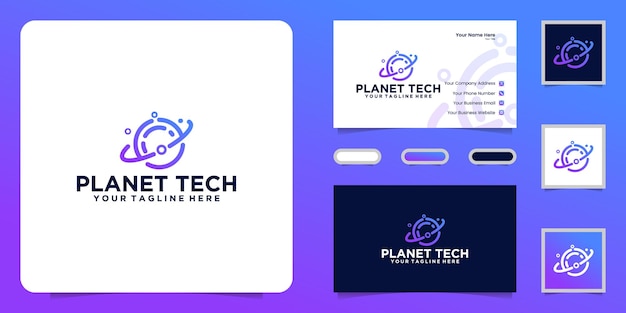 Logotipo do planeta de tecnologia de dados e inspiração de cartão de visita