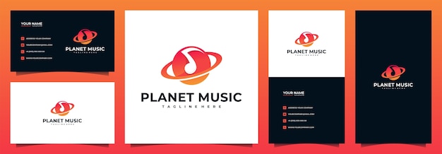 Logotipo do planeta music com modelo de cartão de visita