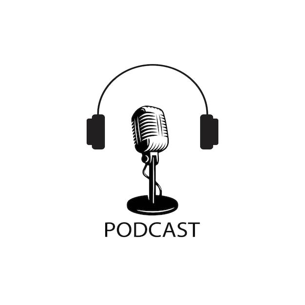 Vetor logotipo do podcast vetor fundo branco