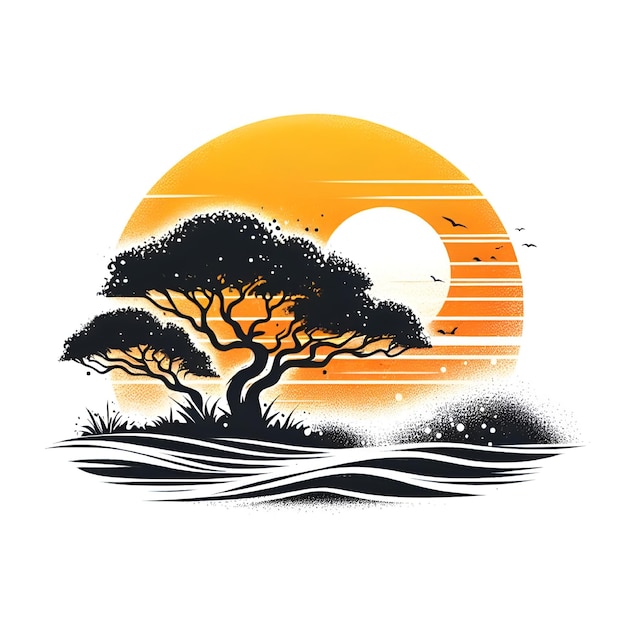 Vetor logotipo do pôr-do-sol da praia de vector tshart