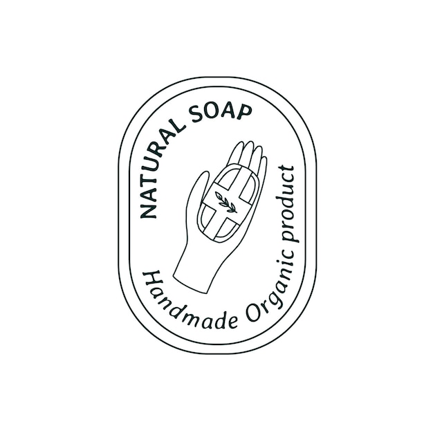 Vetor logotipo do produto orgânico natural de sabão feito à mão