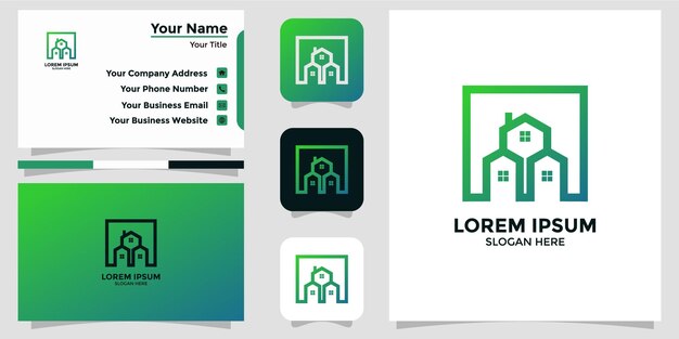 Logotipo do projeto de construção e cartão de visita
