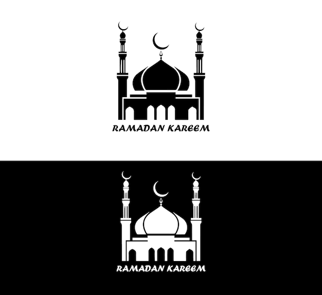 Logotipo do Ramadan com fundo preto e branco