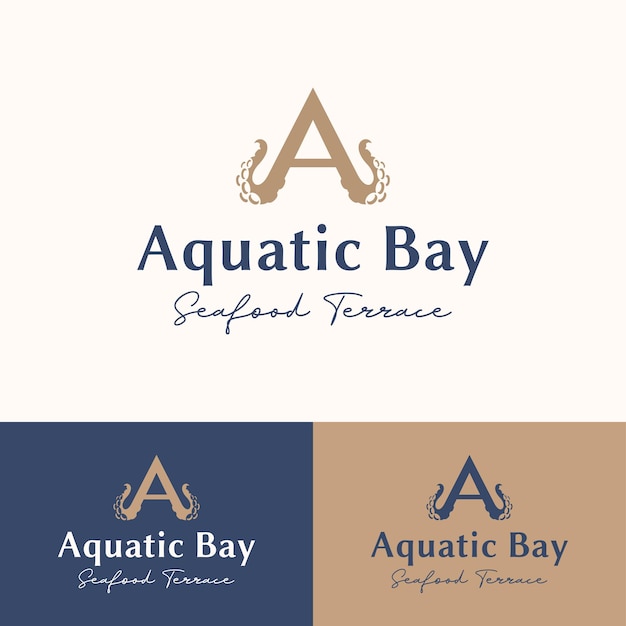 Vetor logotipo do restaurante aquatic bay seafood