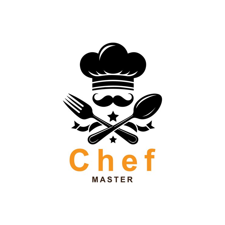Vetor logotipo do restaurante chef mustache spoon em fundo branco