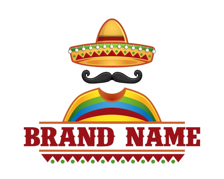Vetor logotipo do restaurante sombrero e bigode