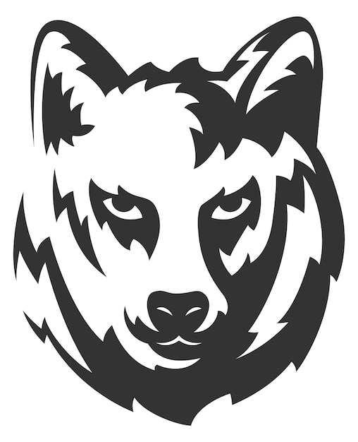 Logotipo do retrato do lobo Logotipo da cabeça do animal preto isolado no fundo branco
