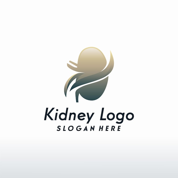 Logótipo do rim moderno com swoosh, desenhos do logótipo do health kidney vector