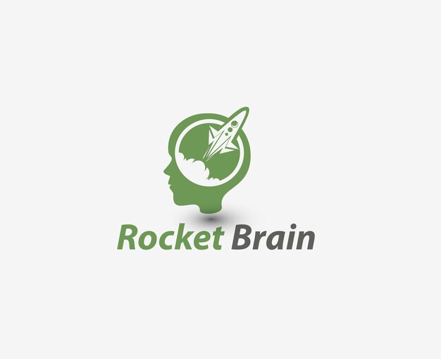 Logotipo do Rocket Brain e design vetorial de símbolo