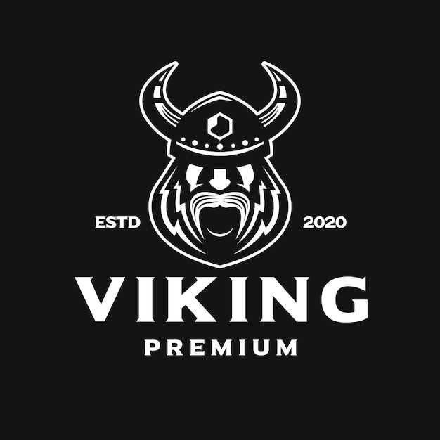 Logotipo do rosto de Odin viking branco