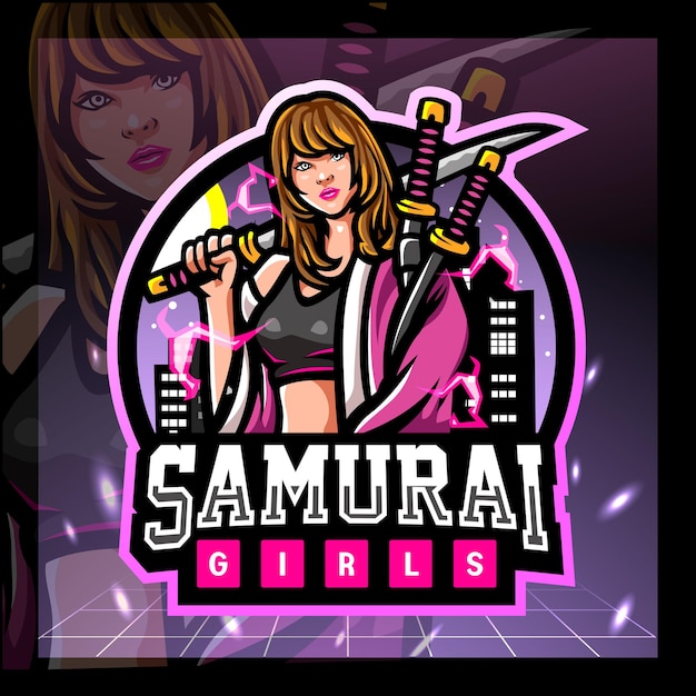 Logotipo do samurai girls mascot esport