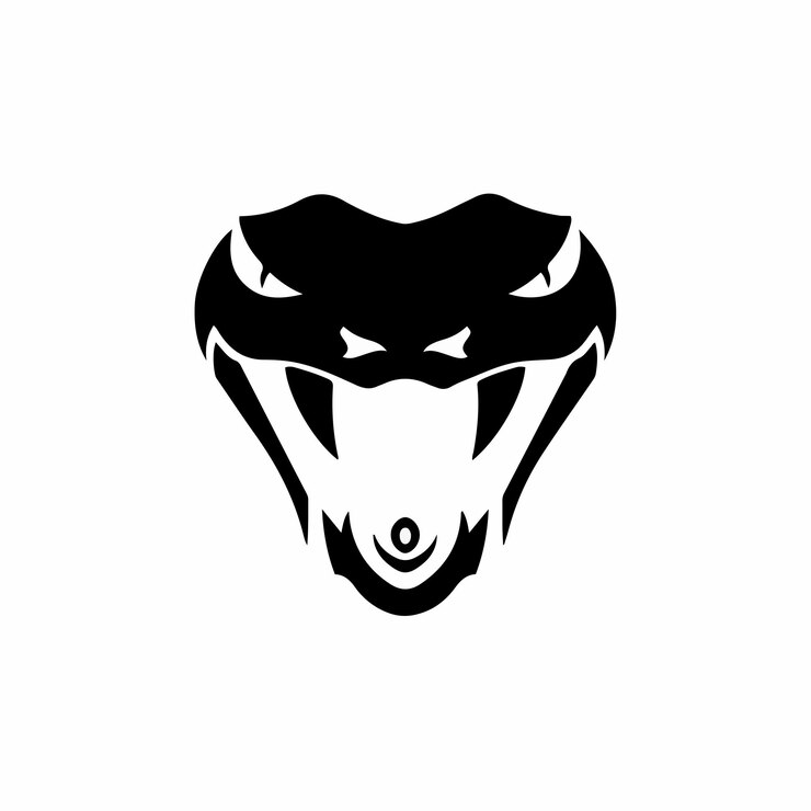 Vetor logotipo do símbolo de cabeça de víbora em fundo branco. conceito de design de tatuagem de estêncil tribal. vetor plano