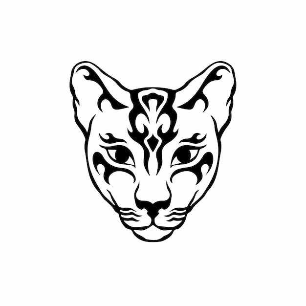 Logotipo do símbolo do puma no fundo branco. conceito de design de tatuagem de estêncil tribal. vetor plano