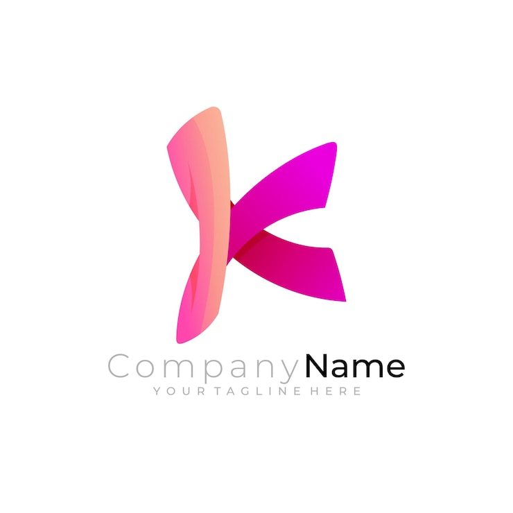 Vetor logotipo do símbolo k com estilo moderno de design colorido 3d