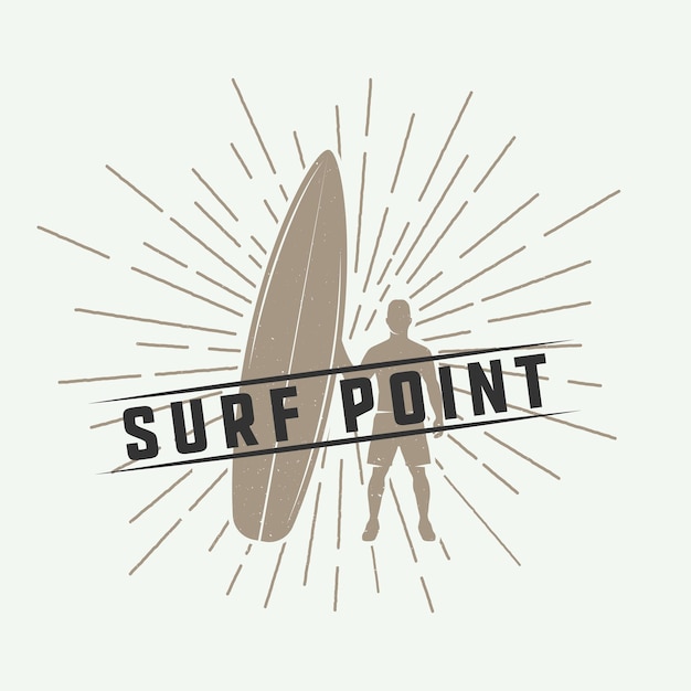 Logotipo do surf vintage emblema distintivo marca marca surf internacional cartão do dia de 2016 arte gráfica