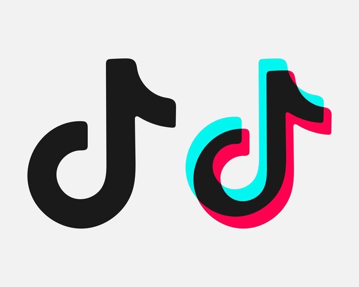 Vetor logotipo do tiktok com versões pretas e coloridas