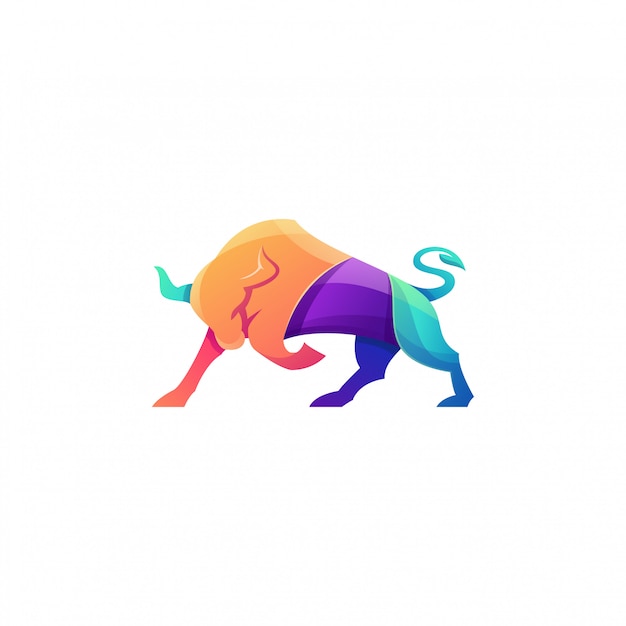 Vetor logotipo do touro bravo colorido impressionante