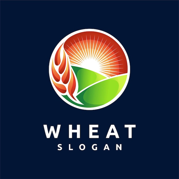 Logotipo do trigo com conceito do pôr do sol