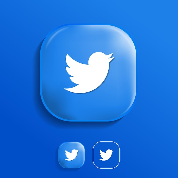 Logotipo do Twitter em estilo 3D moderno