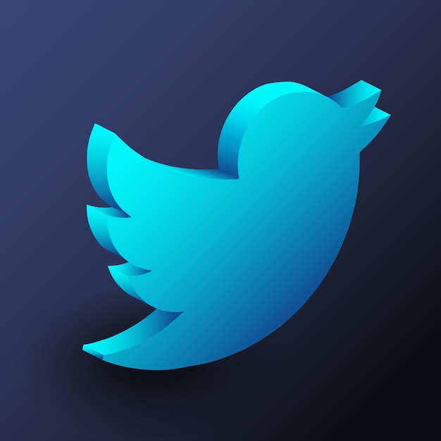 Logotipo do twitter em uma ilustração de ícone 3d realista
