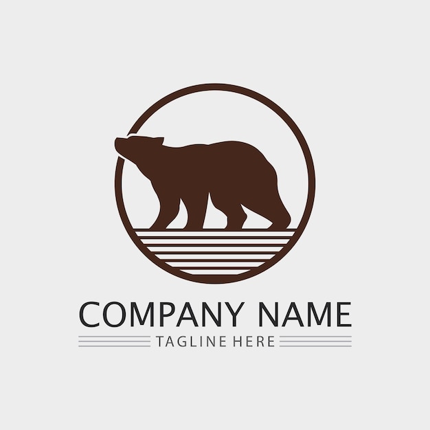 Logotipo do urso e ilustração gráfica de design vetorial animal