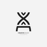 Vetor logotipo do vetor de arte de linha de forma cruzada de letra ax