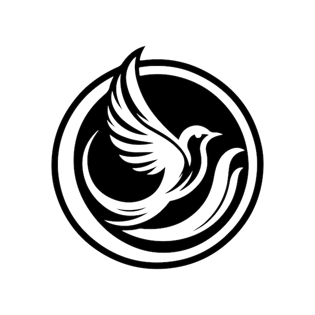 Logotipo do vetor de pássaro preto e branco