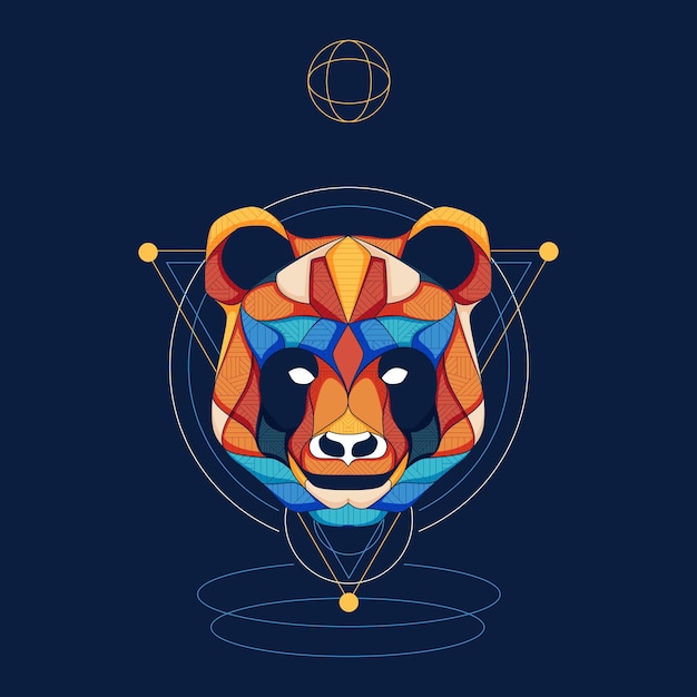 Logotipo do vetor do desenho geométrico da panda cool illustration