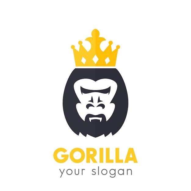 Logotipo do vetor gorilla king em branco