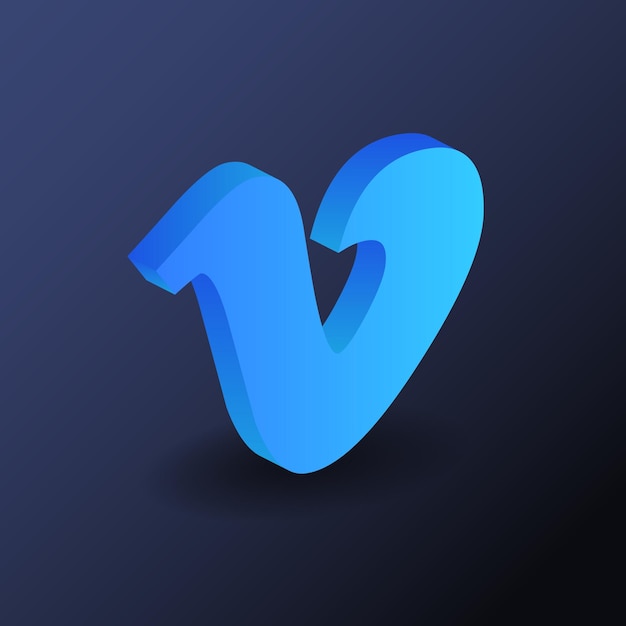 Logotipo do vimeo em uma ilustração de ícone 3d realista