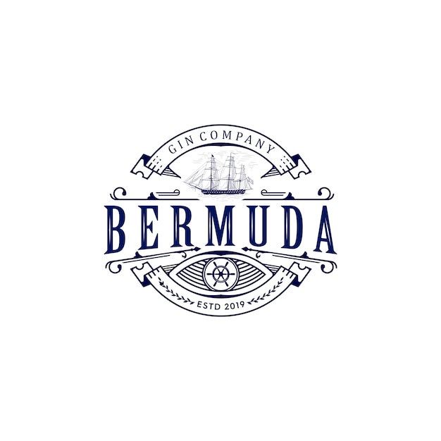 Logotipo do vintage do navio de bermuda