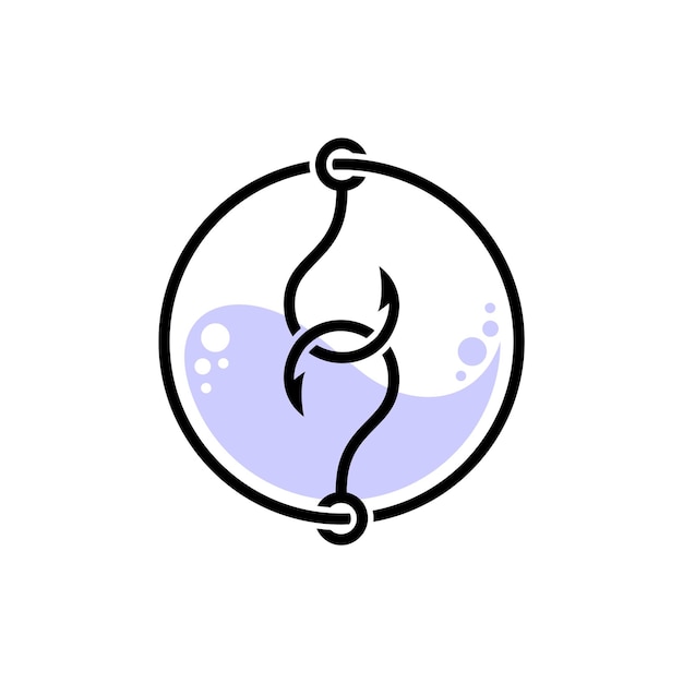 Vetor logotipo double hook com conceito de círculo