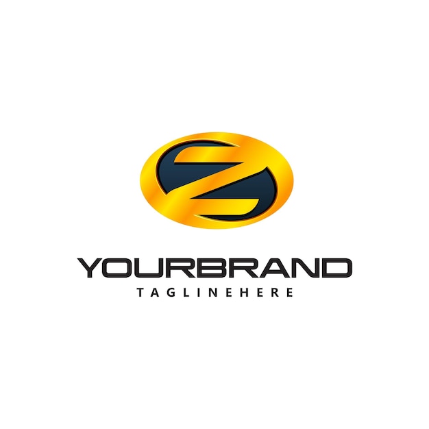 Logotipo dourado com letra z, forma oval curvada, distintivo auto guard, logotipo automático