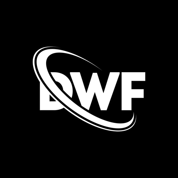 Vetor logotipo dwf (letra dwf) logotipo inicial dwf (ligado com círculo e maiúsculas) logotipo de monograma dwf (tipografia para negócios de tecnologia e marca imobiliária)