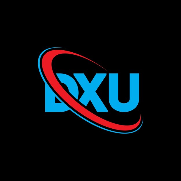 Logotipo DXU Design de letra DXU Logotipo inicial DXU ligado com círculo e letras maiúsculas Logotipo de monograma DXU tipografia para negócios de tecnologia e marca imobiliária