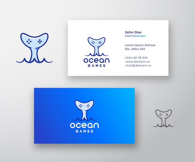 Logotipo e cartão de visita abstratos da ocean games