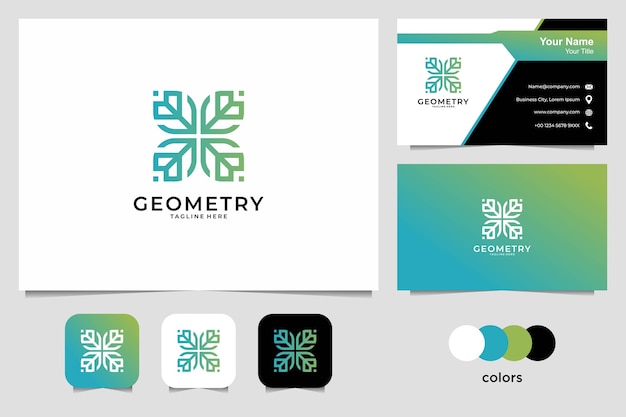 Logotipo e cartão de visita da beleza da geometria. bom uso para logotipo de moda, ioga e spa